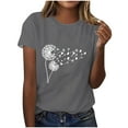 thumbnail image 1 of Tops de Ajuste Suelto para las Mujeres Sudadera Casual Impresa Manga Corta Cuello Redondo Superior, Poliéster, 1 of 4