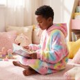 thumbnail image 6 of Kids Glow in The Dark Hooded Blanket Hoodie, Oversized Wearable Blanket for Boys & Girls Flannel Fleece One Size Purple C0P, 6 of 7