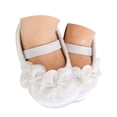 thumbnail image 3 of Zanarzt Baby Girl Mary Jane Flats Non-Slip Soft Sole Princess Shoes with Flower for Wedding Baptism Party Infant Girl Shoes White,US 3, 3 of 9