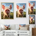 thumbnail image 4 of Designart "Curious Snout Pig Pink Pig" Animals Floater Framed Wall Decor, 4 of 7