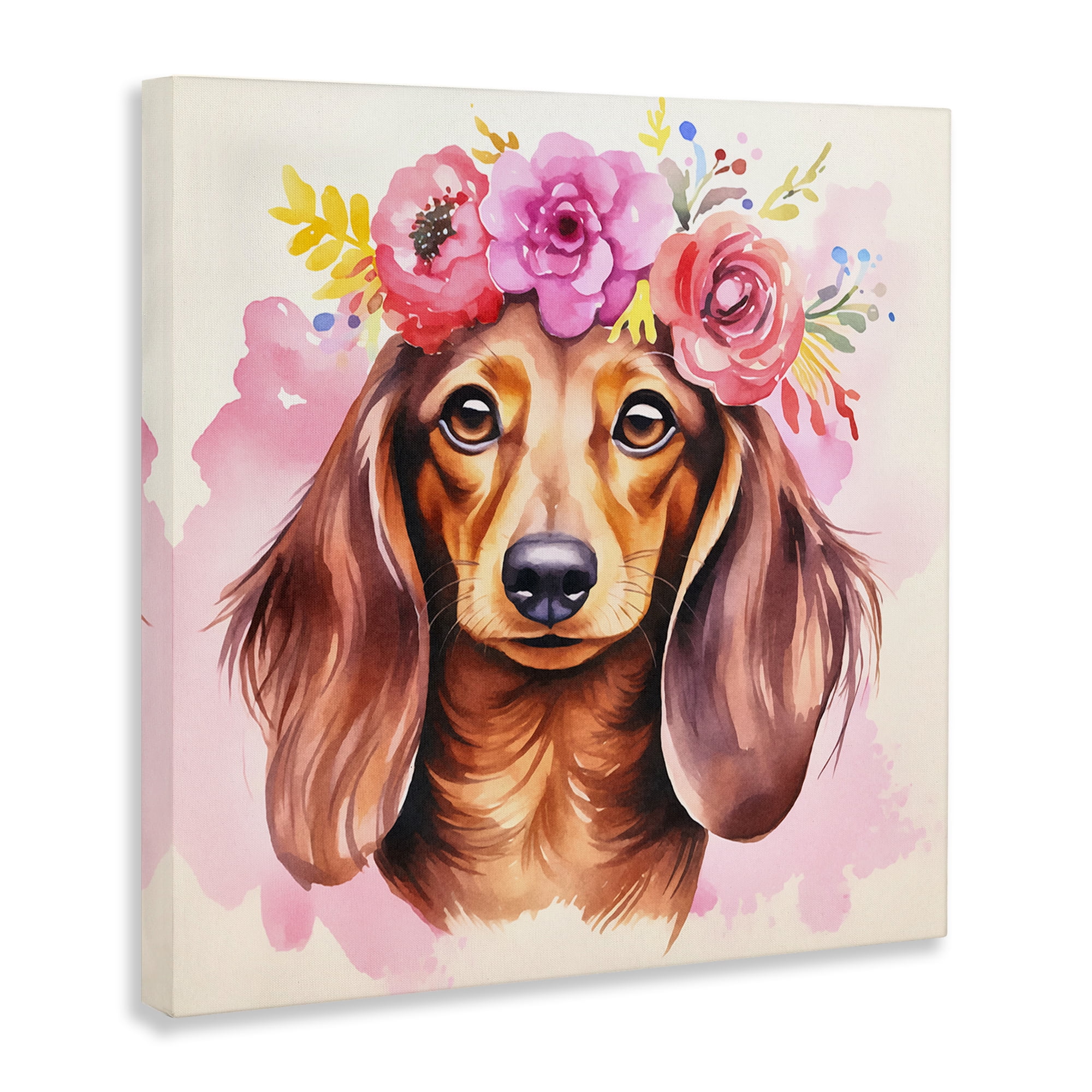 Stupell Industries Boho Wiener Dog Dachshund Animals Painting Wrapped Canvas Art Print Wall Art, 30 x 30