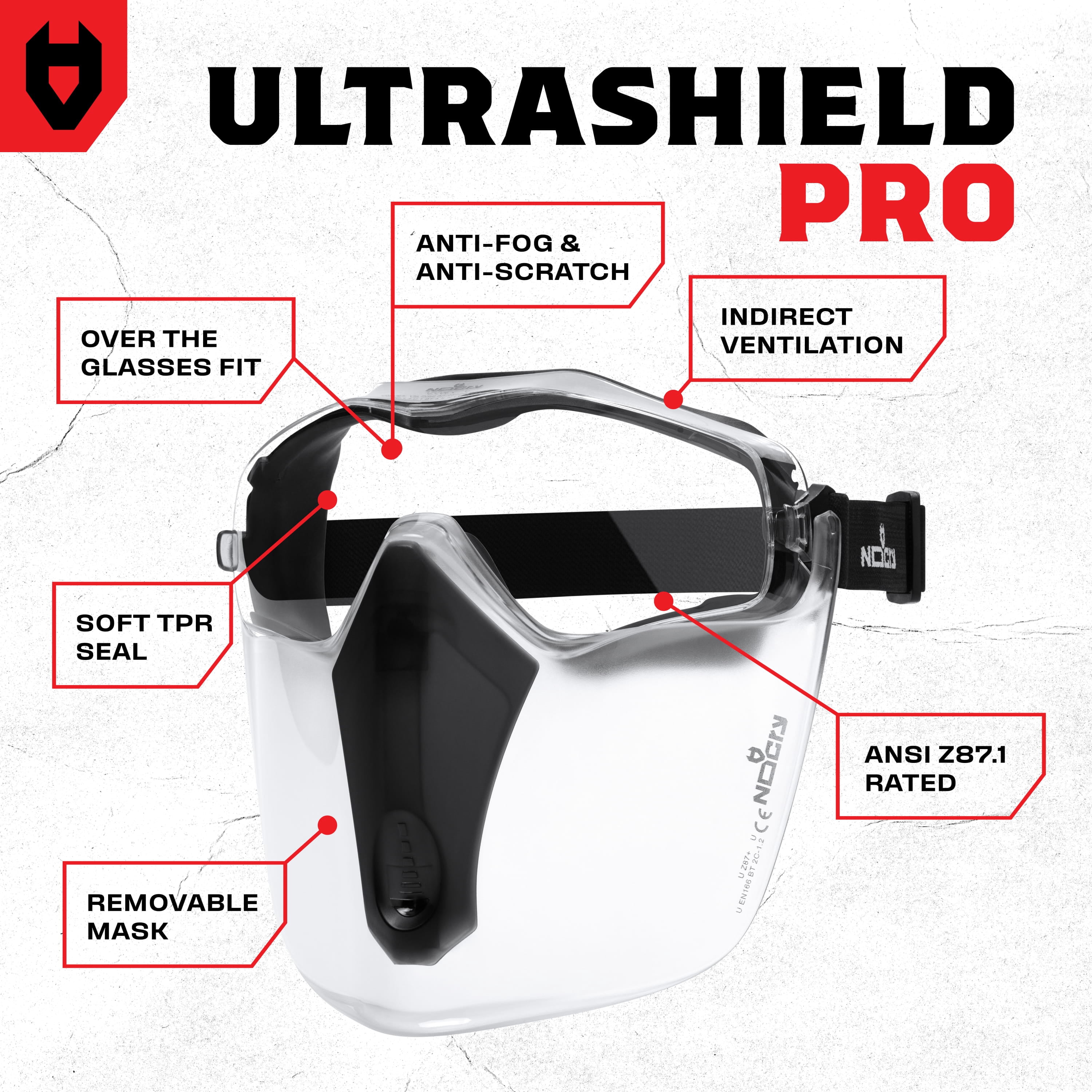 NoCry Safety Face Shield Mask for Work with Premium Anti Fog and Anti Scratch Technology — Durable ANSI Z87.1 Certified Grinding Face Shield with Extreme Impact Resistance