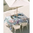 thumbnail image 3 of 54x80 Inch Outdoor Tablecloth with Umbrella Hole Zipper Rectangle Sea Turtle Coastal Rectangular Tablecloths Outside Waterproof Summer Beach Coral Ocean Seaweed Patio Table Cover for Picnic Party, 3 of 8