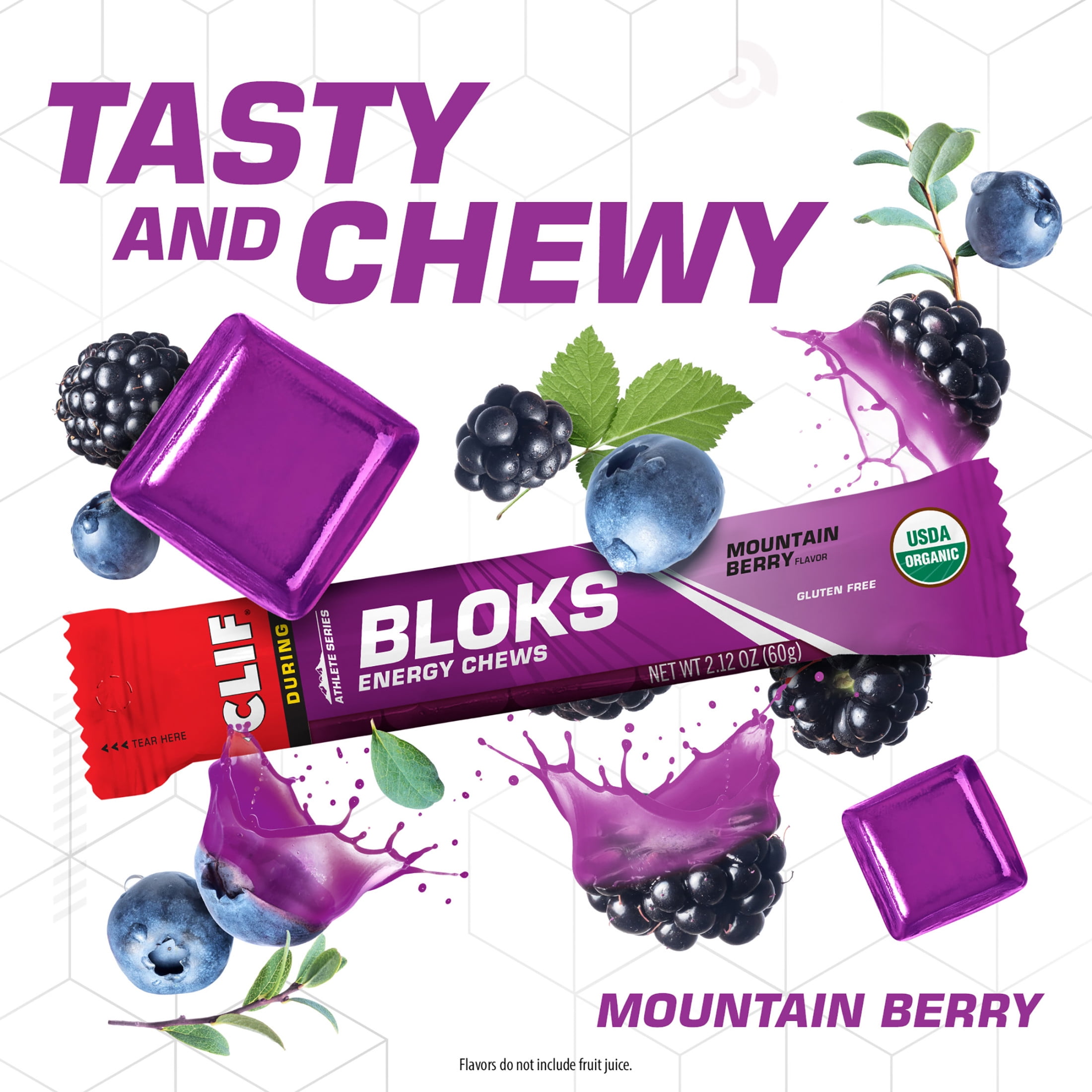 CLIF BLOKS Mountain Berry Flavor Plant Based Energy Chews, 1ct