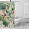 thumbnail image 2 of Coolnut Pink Flower Green Shower Curtain Bathroom Decor Watercolor Shower Curtain Sets Fabric Cloth Bathroom Curtains with Hooks 60x72 Inch, 2 of 6