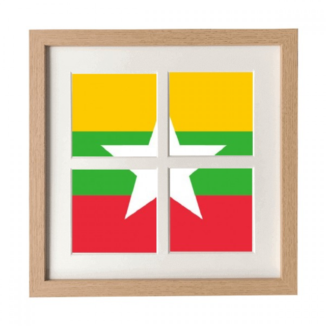 Drapeau National du Myanmar Cadre de Pays d'Asie Affichage Mural Ou de Table 4 Ouvertures Photo