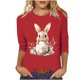 thumbnail image 2 of Xuyuer Ladies' Easter Print Round Neck Three Quarter Sleeve 3/4 Sleeve T-shirt Loose Tops Casual Loose Fit Crewneck T Shirts Tunic Tops, 2 of 5