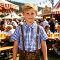 thumbnail image 6 of Boys Button Down Shirts Checked Short Sleeve Collared Shirt With Print Comfortable Classic Boys Daily Wear Casual Tops, 6 of 6