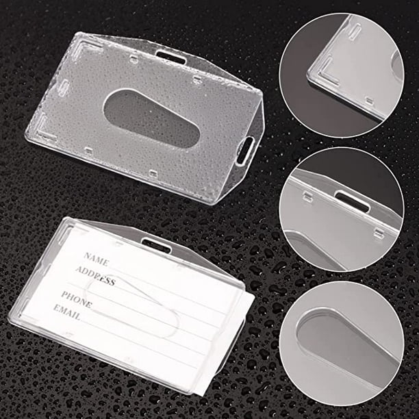 Porte Carte d'identité Badge vertical en plastique poche pochette 4pièces  transparent 
