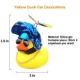 thumbnail image 3 of Adornos de coche de juguete de pato de goma, decoraciones de salpicadero de coche de pato amarillo, gafas geniales de pato con casco de hélice, hoja de plata, azul zafiro BANYUO Electrónica, 3 of 6