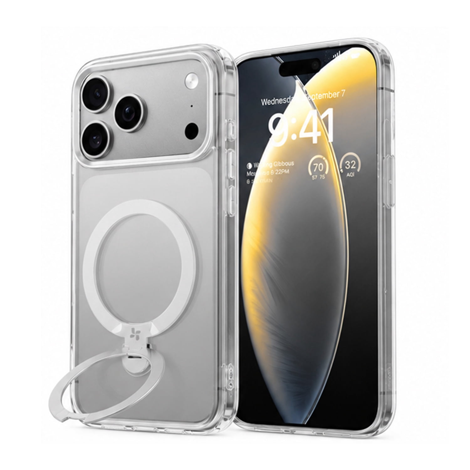 Transparent Magnetic Case with Kickstand for iPhone 17 Pro Max - Grey