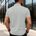 thumbnail image 4 of Qwertyu Men's Polo Shirts 2026 Short Sleeve Casual Polo T Shirt Color Block Slim Fit Golf Shirts with Pocket Light Gray M, 4 of 5