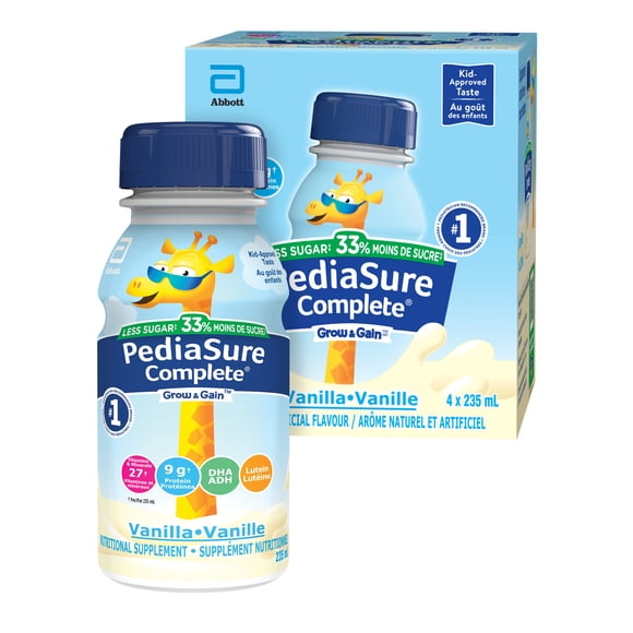 PediaSure Complete® Reduced Sugar, Nutritional Supplement, Vanilla, 4x235 mL Bottles