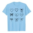thumbnail image 4 of yueewhu Valentines Shirt for Women Romantic Love Heart Bow T-Shirts Valentine Day Lover Tee Tops (Light Blue, 3XL), 4 of 6