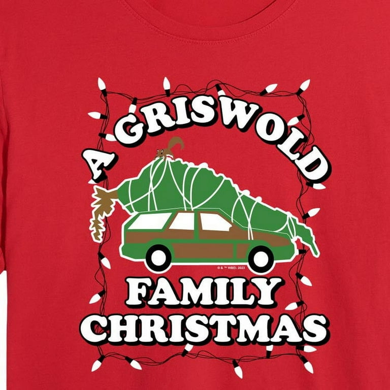 National Lampoon s Christmas Vacation Griswold Family Christmas Tree Juniors Cropped Cotton Blend T Shirt