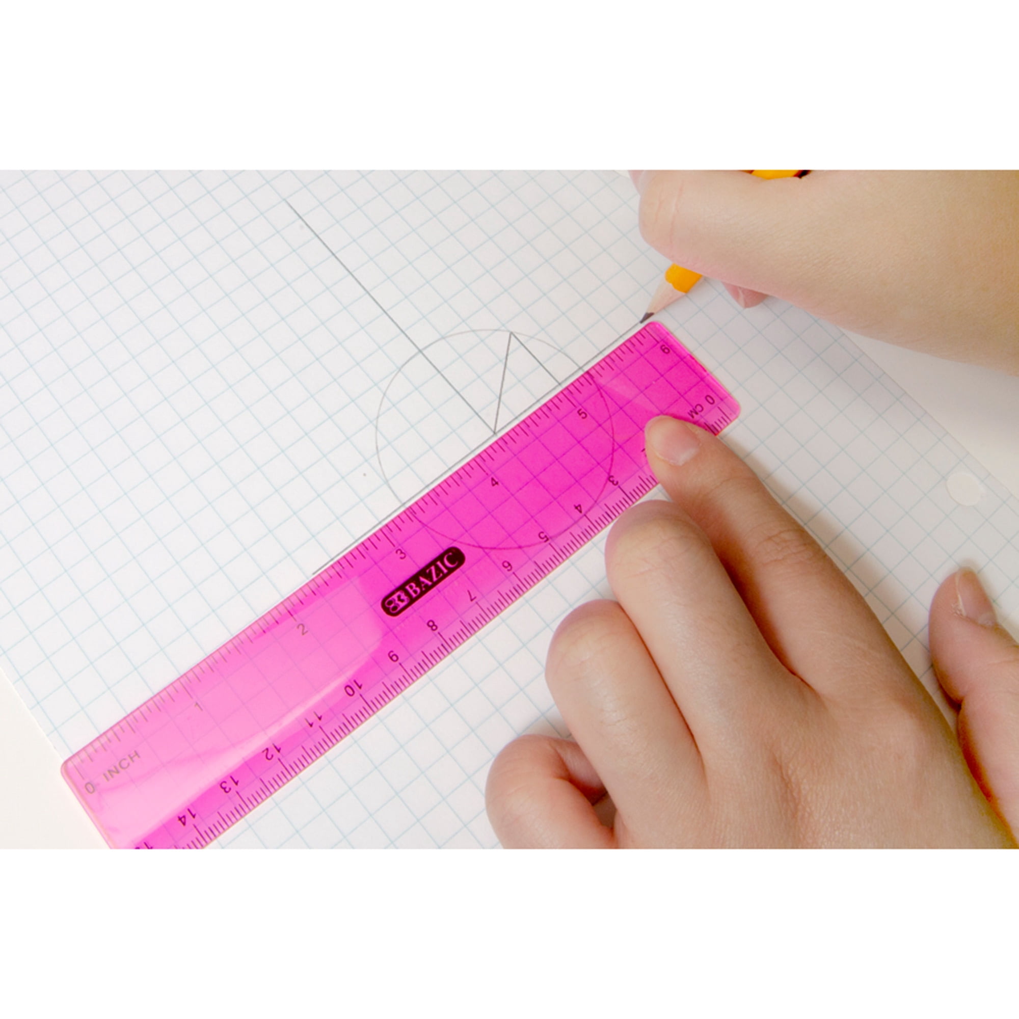 BAZIC Plastic Ruler 6" (15cm), Students School Supplies (3/Pack), 1-Pack