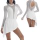 thumbnail image 3 of Vestido de patinaje artístico para mujer, vestido de ballet con escote halter y malla de diamantes de imitación, manga larga, vestido de baile, traje de gimnasia, vestidos de leotardo, 3 of 5
