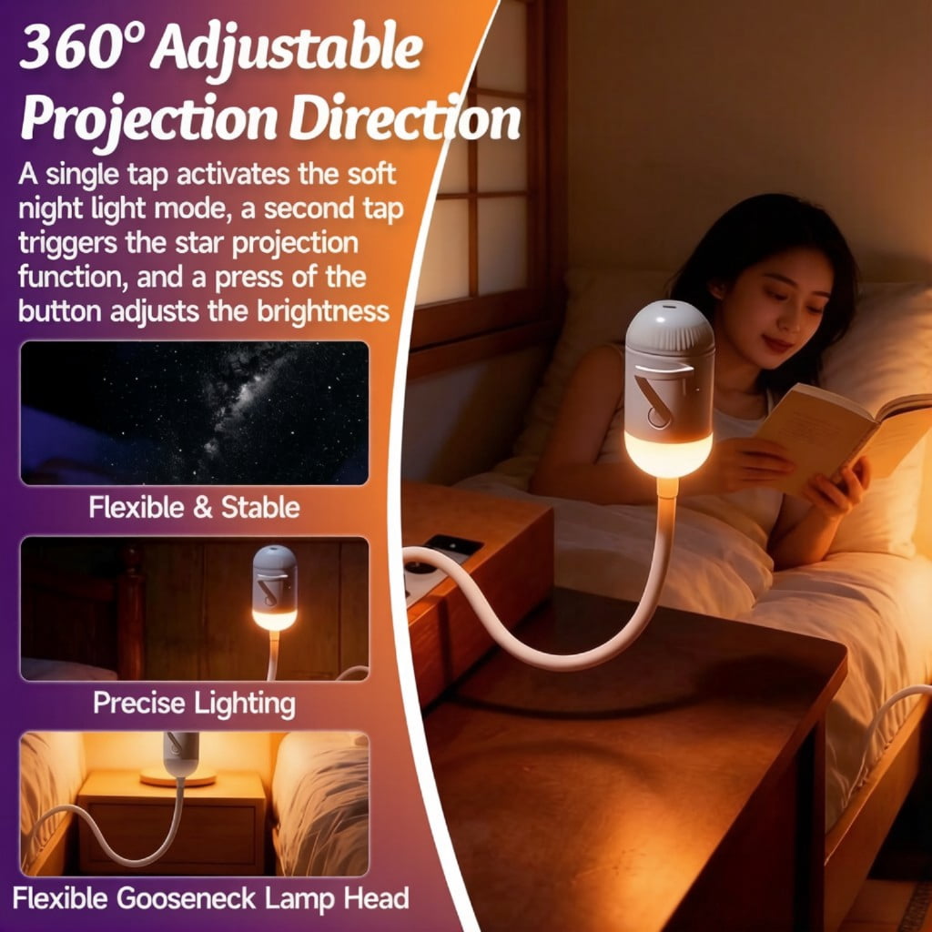 AD ADASTONE 2-in-1 Galaxy Projector & Night Light – Starry Sky Ceiling Projector, 12㎡ Coverage, USB Powered