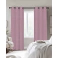 thumbnail image 3 of Pink Linen Texture Blackout Curtains 96 Inches Long, Farmhouse Solid Color 2 Panels, Thermal Insulated Room Darkening Drapes with Grommets, 52W x 96L Each Panel, 3 of 9