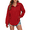 Red, variant on FIUFY Women's Casual Oversized Top Long Sleeve Tops Baggy Button Shirts V Neck Waffle Knit Loose Fit Tunic
