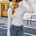 thumbnail image 7 of Herrnalise Women's Knitted Crop Tops Autumn And Winter Solid Color Bottoming Shirts Long Sleeve Sweaters Knit Sweaters Round Neck Tops Pullover Jumper Sweaters, 7 of 7