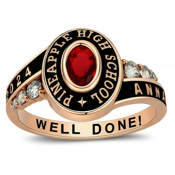 Personalized Customized Sterling Silver Ladies High School Class rings College Class Ring cubic zirconia Birthstone class rings graduation gifts-Ccjcinata (Sterling Silver - Rose Gold Plated)