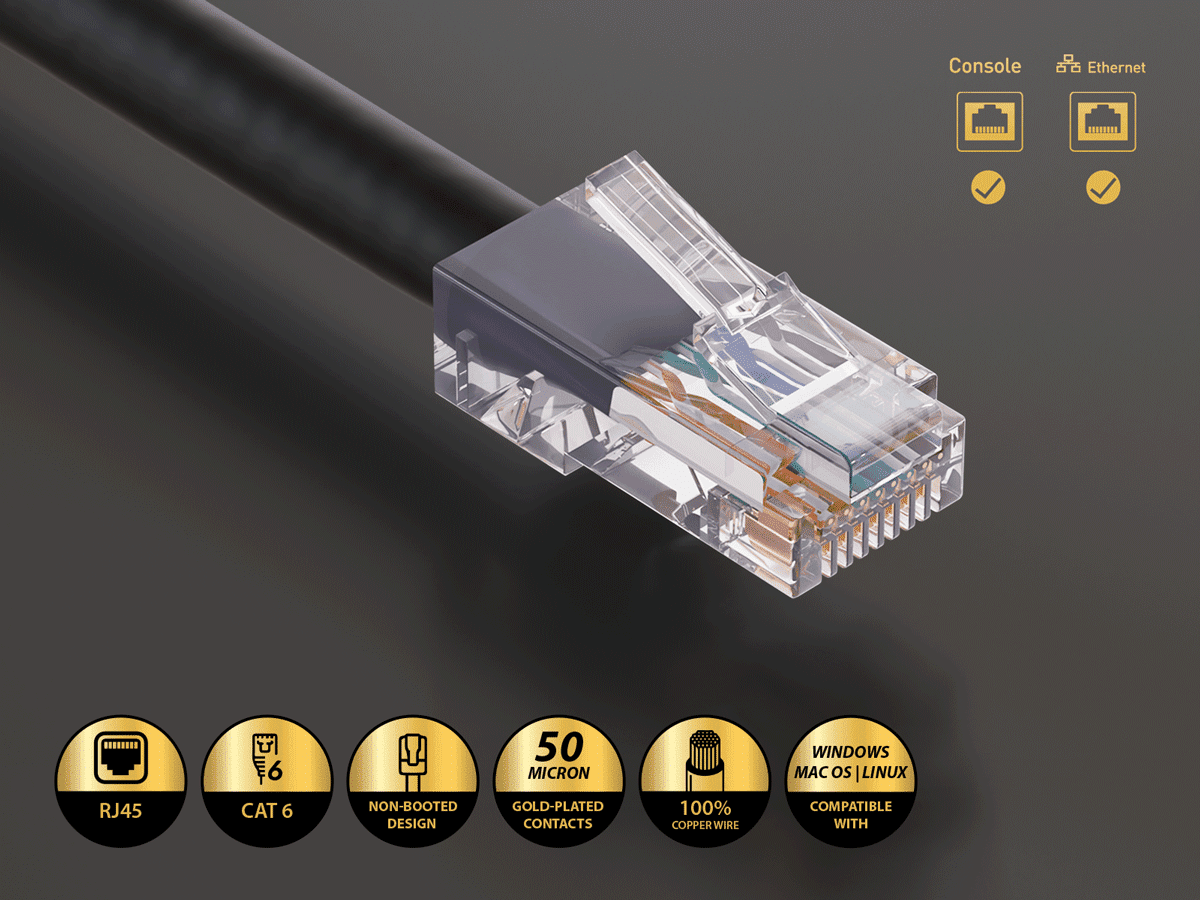 Cable Leader 50ft Cat6 UTP Non-Booted Ethernet Network Patch Cable 24AWG Bare Copper, Black