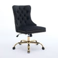 thumbnail image 4 of Modern Velvet Upholstered Tufted Button Office Chair with Golden Metal Base, 4 of 33