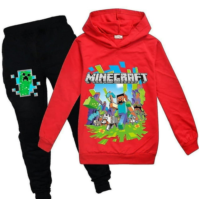 Ensemble de Survêtement à Capuche Minecraft pour Enfant, Pantalon de Sport Unisexe