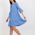 thumbnail image 4 of QUYUON Women Tunic Swing Dress Casual Loose V-Neck Puff Short Sleeve Summer Dresses Pleated A-Line Ruffle Dress Cocktail Party T-Shirt Short Dresses Beach Sundress, Light Blue S, 4 of 6