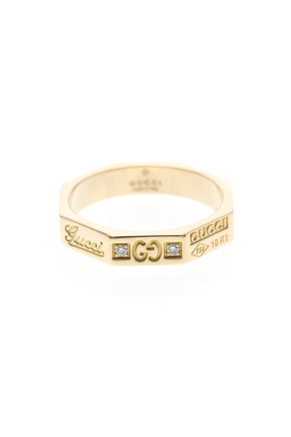 Pre-Owned Gucci Octagonal Ring With Diamonds Pink Gold (18K) Fashion Diamond Band Ring Pink Gold