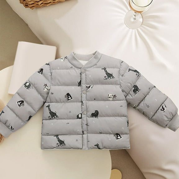 Kids Winter Coat For Boys,Puffer Jackets For Girls Zip Up Jacket Gray Coat Warm Windproof Kids Down Jacket Boys Coats Size 6-7 Years