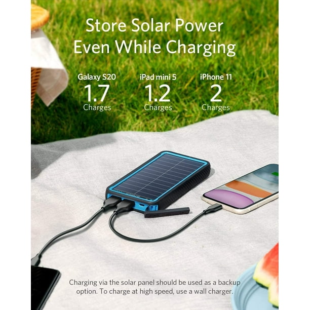 Anker PowerCore Solar 10000 New ② Anker PowerCore Solar 10000mAh Power Bank, 15W USB-C with Dual