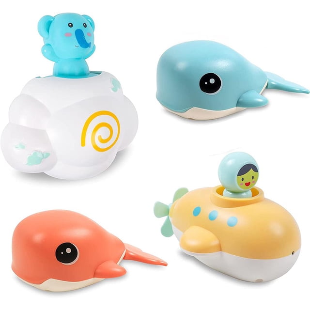De Juguetes De Baño Para Bebés, Juguetes Para Bañera Con Dispositivo De Relojería, Juguete De Ducha Con Forma De Nube Submarina De Ballena4 Unids/Set Methold FN006047-00