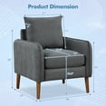 thumbnail image 3 of Gymax Modern Accent Chair Upholstered Mid-Century Armchair w/ Rubber Wood Legs Grey, 3 of 9