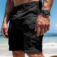 thumbnail image 3 of Havenx Military Cargo Shorts for Men Knee Length Elastic Waist Cargo Shorts with Multi Pockets Stretch Button Short Pants Travel Work Lightweight Summer Outdoor Hiking Wear,Black XL, 3 of 4