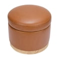 thumbnail image 3 of Namesake Naka Modern Leather Storage Ottoman in Tan, 3 of 10