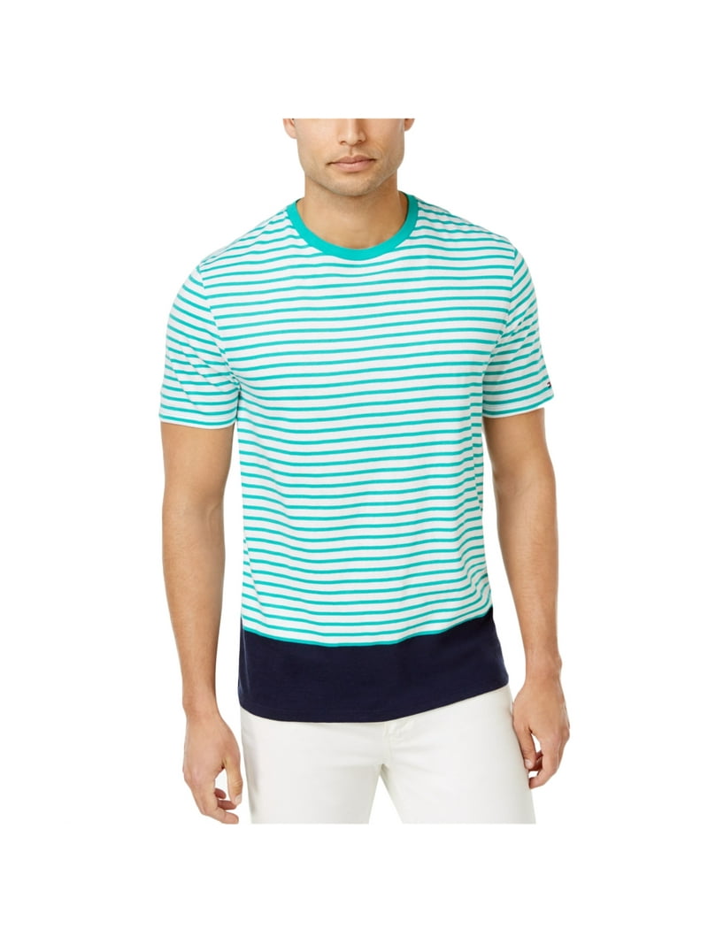 Hilfiger Mens Stripe Basic T-Shirt, Green, X-Large -