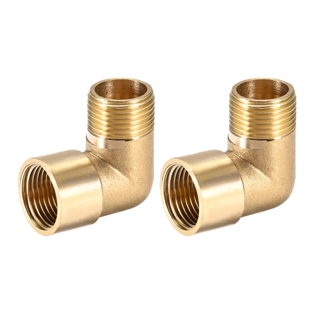 Conector de manguera de latón codo de 90 grados G3/8 macho x G3/8 hembra 2 piezas