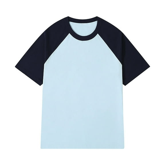 KKBOTIVE T-Shirts for Men Solid Color Round Neck Athletic Tees Gym Workout Sweatshirt Stretch Cozy Top for Adult's Daily Summer Work Wear, Blue Size: XL