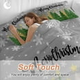 thumbnail image 4 of Green Christmas Tree Comforter Set Full Size, Merry Christmas Pine Trees Snowing Grey Soft Bedding Set for Man Woman, 4 Pieces Duvet Cover Set with Fitted Sheet, 2 Pillowcases, 4 of 9