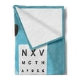 thumbnail image 2 of Eye Chart Soft Flannel Fleece Throw Blanket, Male Doctor Holding Glasses with an Eye Chart on the Background, Cozy Plush for Indoor and Outdoor Use, 60" x 80", Sea Blue and Multicolor, by Ambesonne, 2 of 5