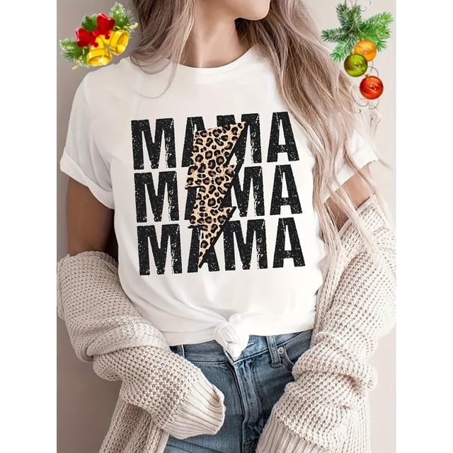 Vintage-Inspired Geometric Print T-Shirt for Women - Casual Crew Neck, Short Sleeve, 100% Polyester, Machine Washable - Perfect for Summer, Round Neck, Casual
