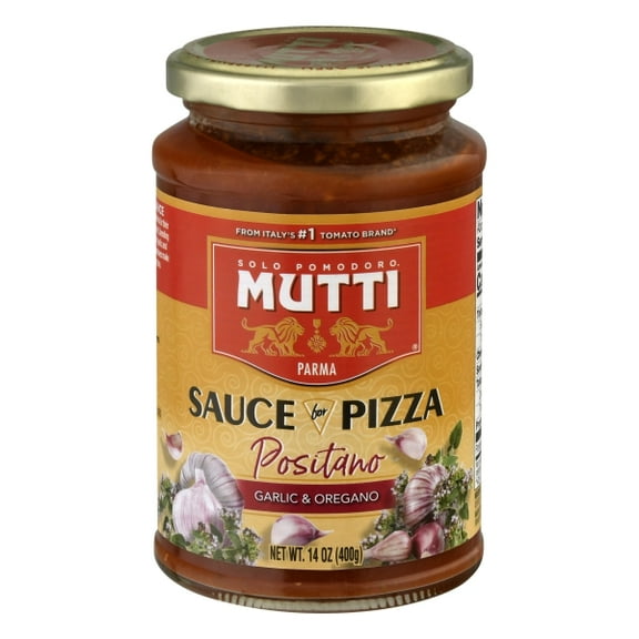 Mutti Pizza Sauce, Positano, Garlic & Oregano, Jar