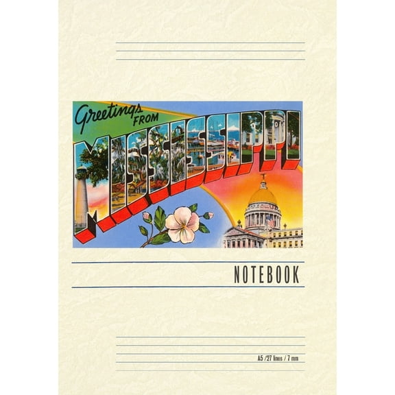 Vintage Lined Notebook Greetings from Mississippi, (Paperback)