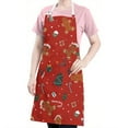 thumbnail image 5 of Red Christmas Gingerbread Man Apron-Garden Aprons for Women with Pockets-Cotton Linen Waterproof Kitchen Cooking Gardening Aprons Adjustable for Kitchen,Cooking,BBQ and Salon 32"x27", 5 of 7