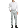 thumbnail image 2 of INSPIRE CHIC Men's Classic Plaid Dress Flat Front Checked Office Prom Trousers Gray 30, 2 of 6