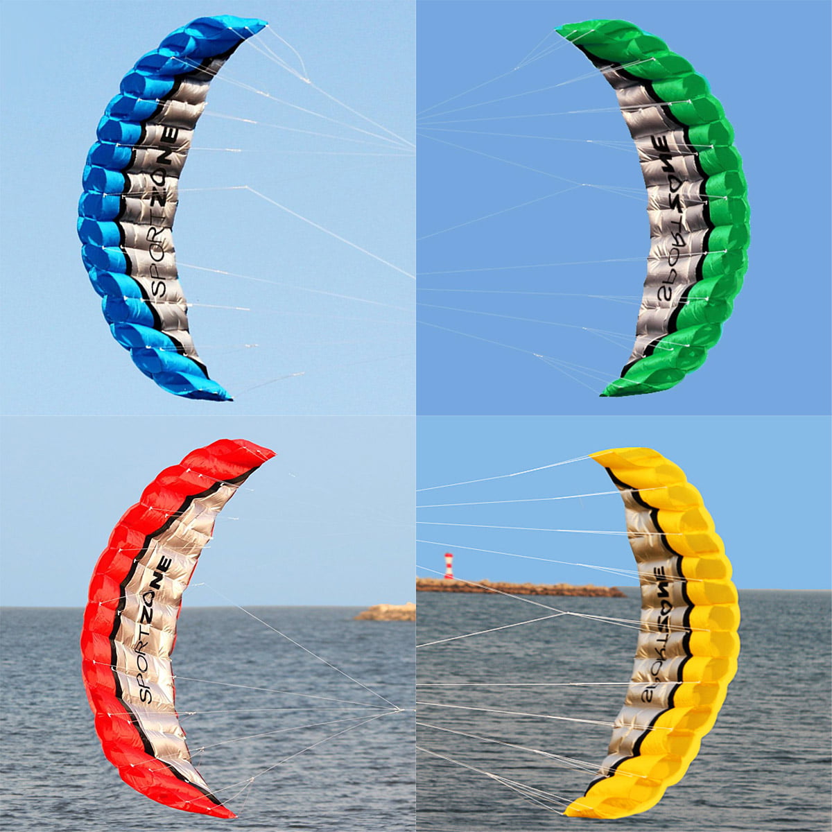 UK 2.5m Dual Line Stunt Parafoil Kites Soft Stunt Kite Beach with Flying Tools 