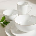 thumbnail image 4 of Gibson Home Ogalla 30 Piece Plates, Bowls, & Mugs Dinnerware Set - Service for 6 - White Porcelain W/ Gold Band, 4 of 13