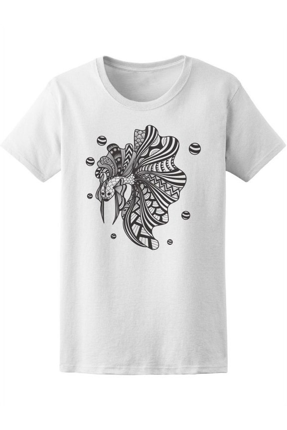 Fighting Fish Drawing T-Shirt Women -Image by Shutterstock, Female x-Large